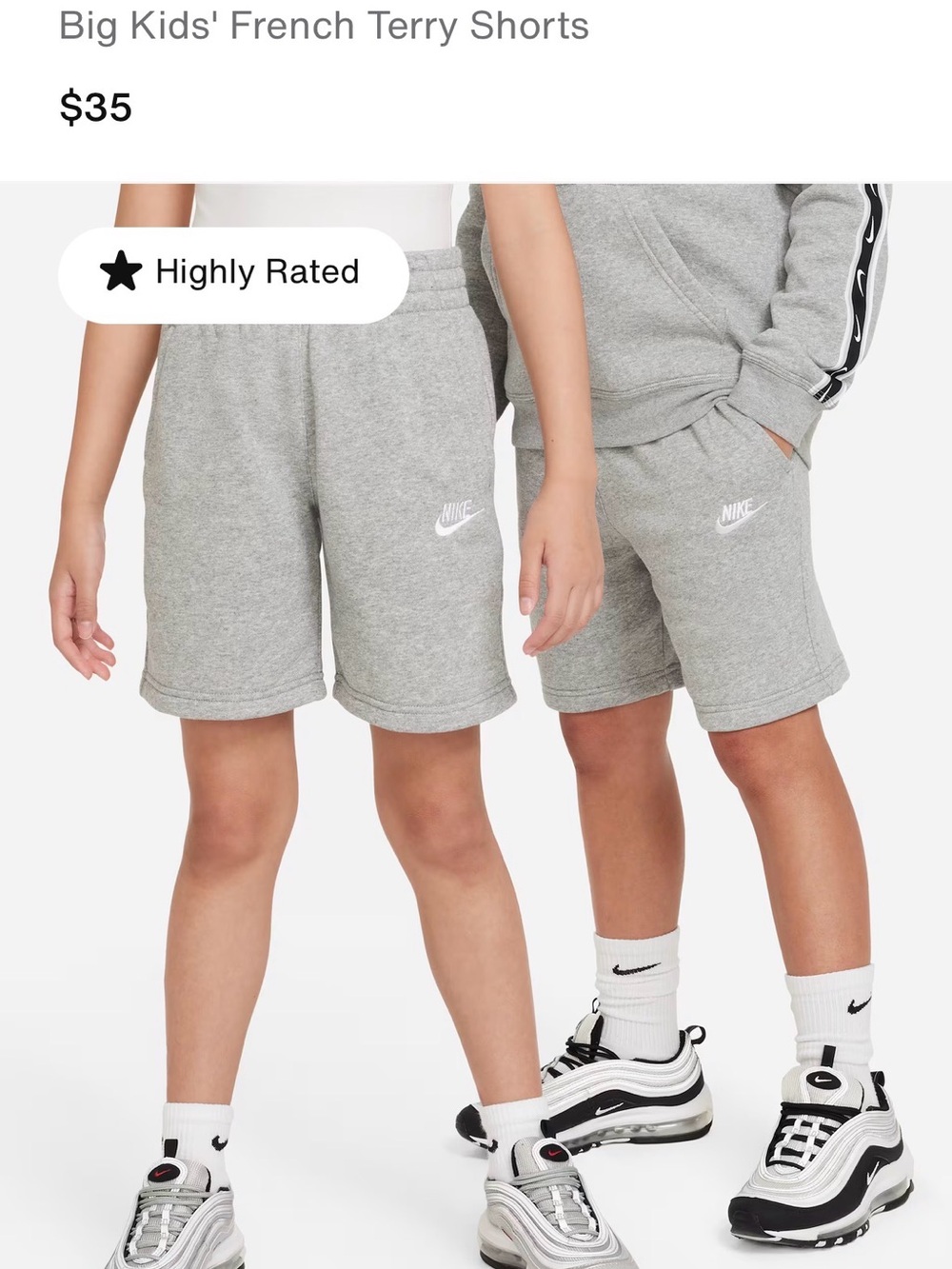 Nike Heather Grey Kids' French Terry Shorts